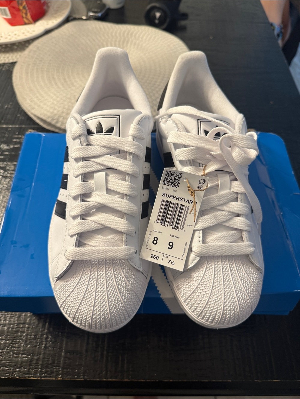 adidas White and Black Superstar Men's Sneakers